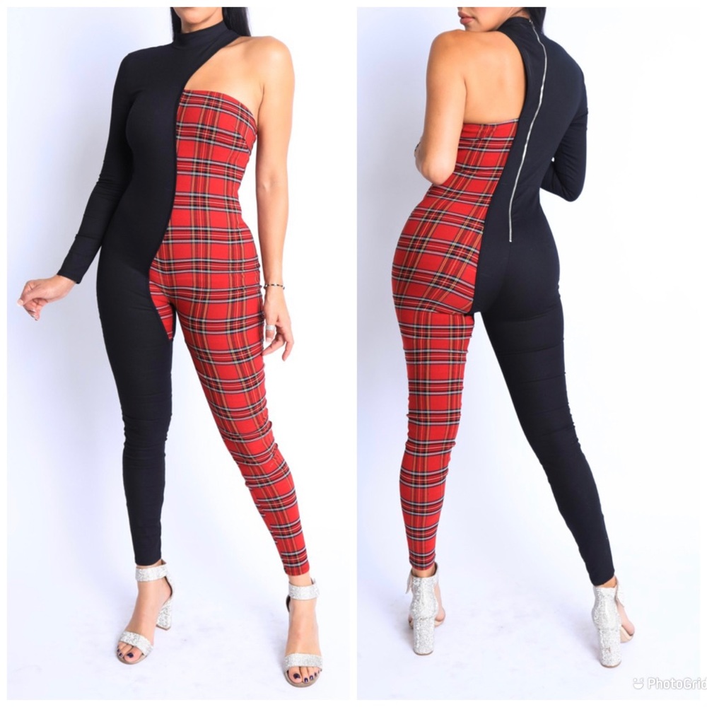 Checkered Zip Jumpsuit